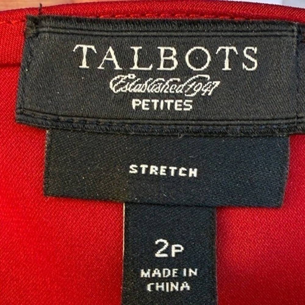 Talbots Red Silk Blend Pleated Neckline Tank Top Blouse Petites 2P Stretch - Picture 3 of 4